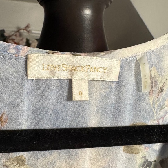 Rare LoveShackFancy Silk Dress Blue floral 0 - Picture 5 of 14
